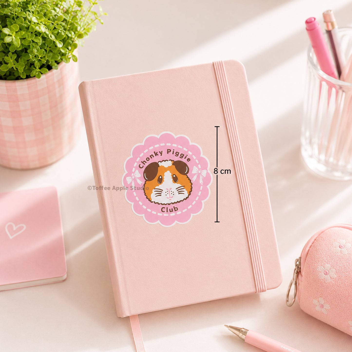 Pink Chonky Piggie Club Guinea Pig Vinyl Sticker - Clear