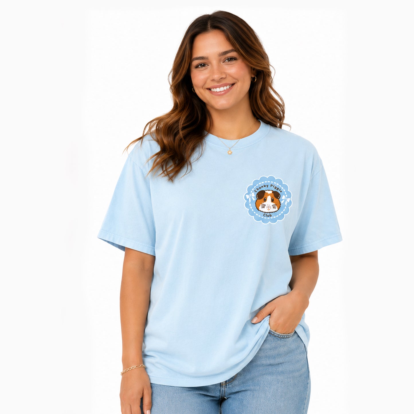 Chonky Piggie Club Guinea Pig T-Shirt - Blue