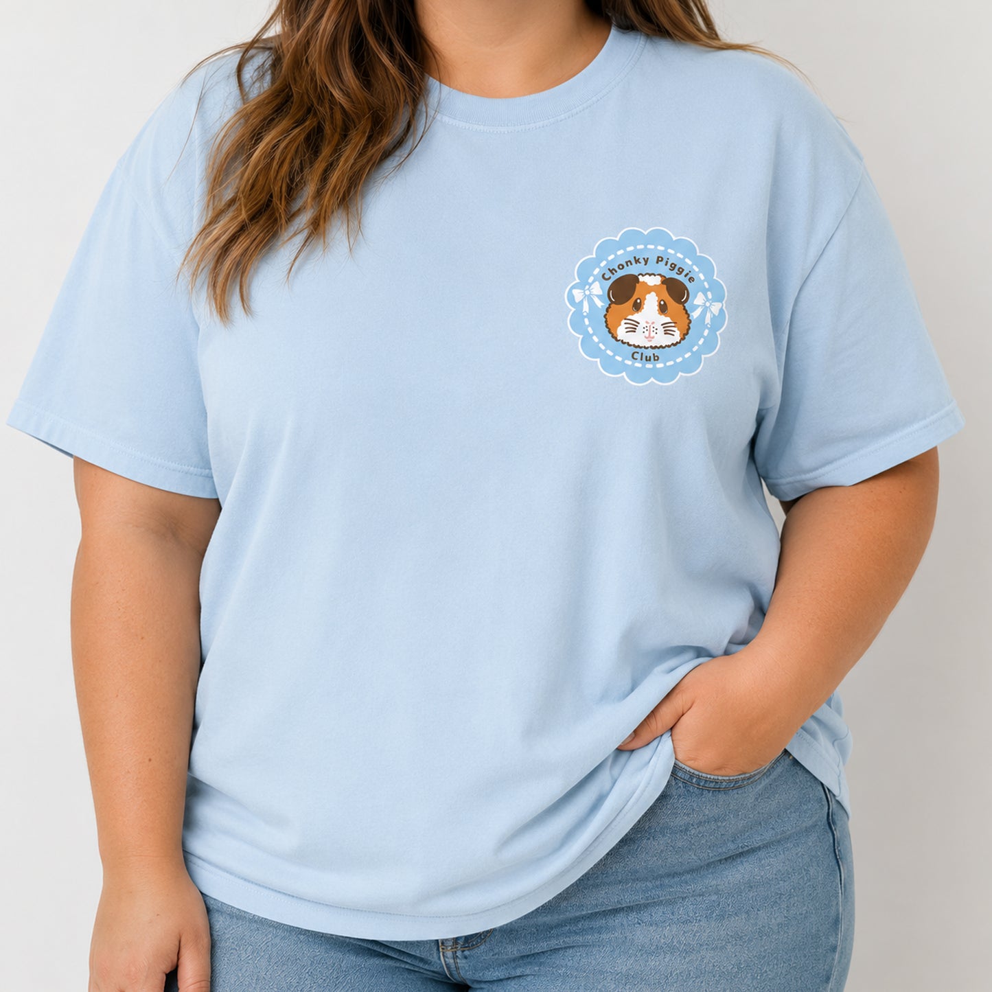 Chonky Piggie Club Guinea Pig T-Shirt - Blue
