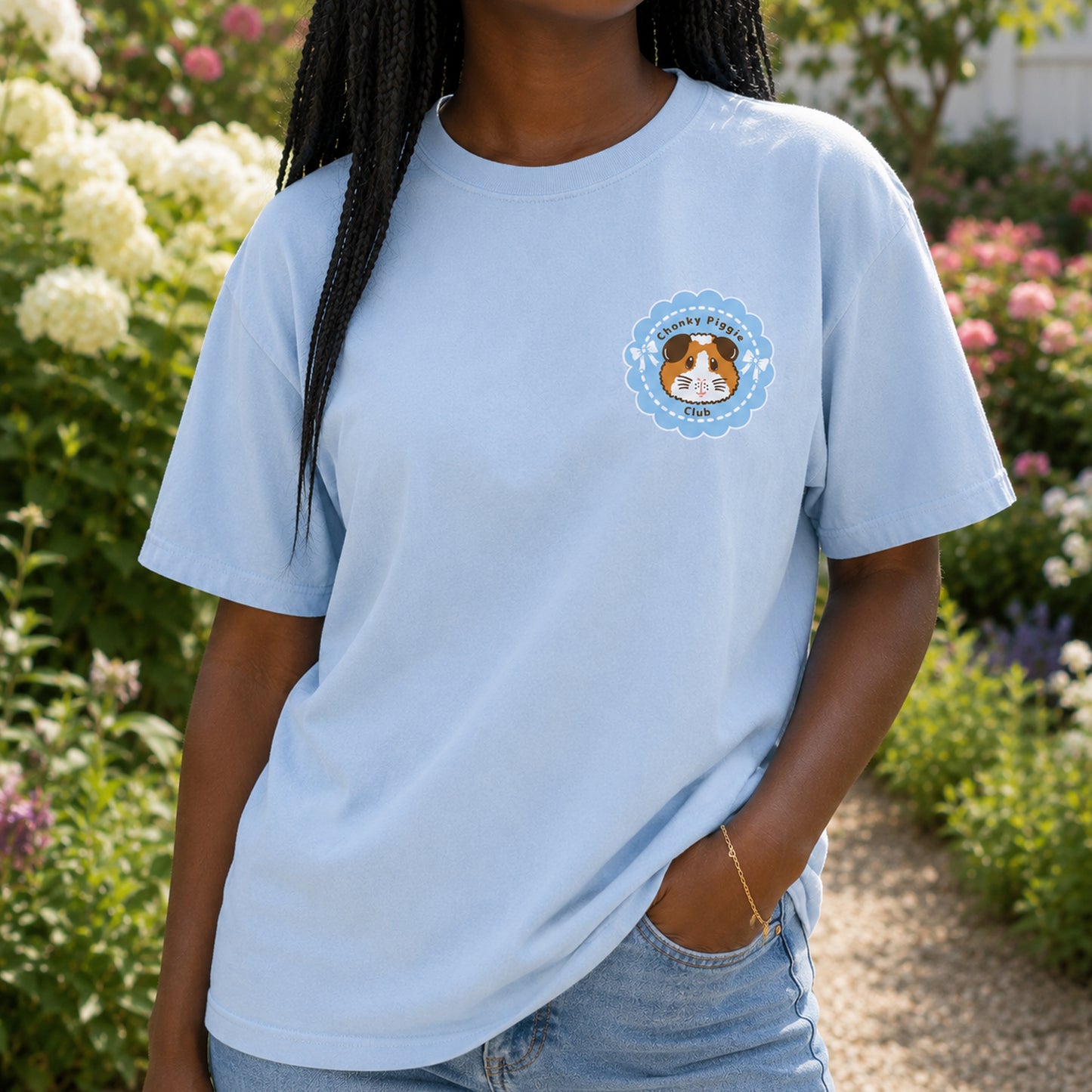 Chonky Piggie Club Guinea Pig T-Shirt - Blue