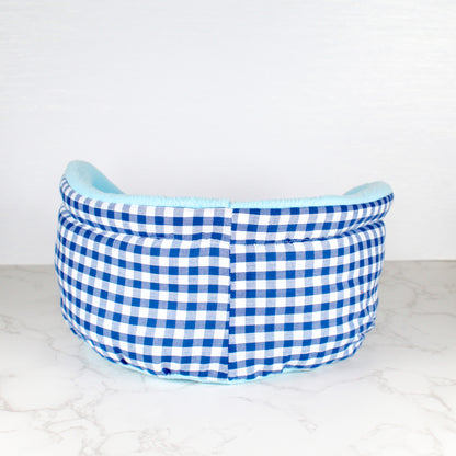 Blue Gingham Bed for Guinea Pigs, rear view