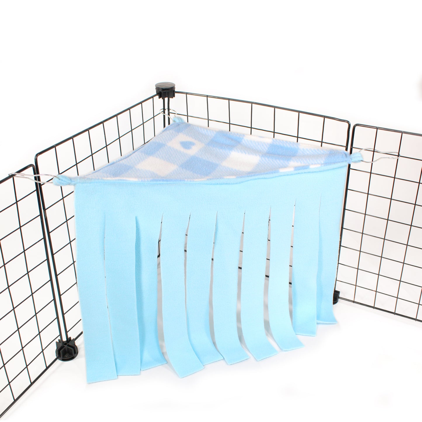 Blue Gingham Heart Pattern Corner Fleece Forest