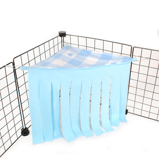 Blue Gingham Heart Pattern Corner Fleece Forest