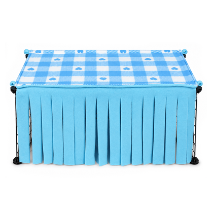 Blue Hearts large fleece forest for guinea pigs with blue fleece curtains