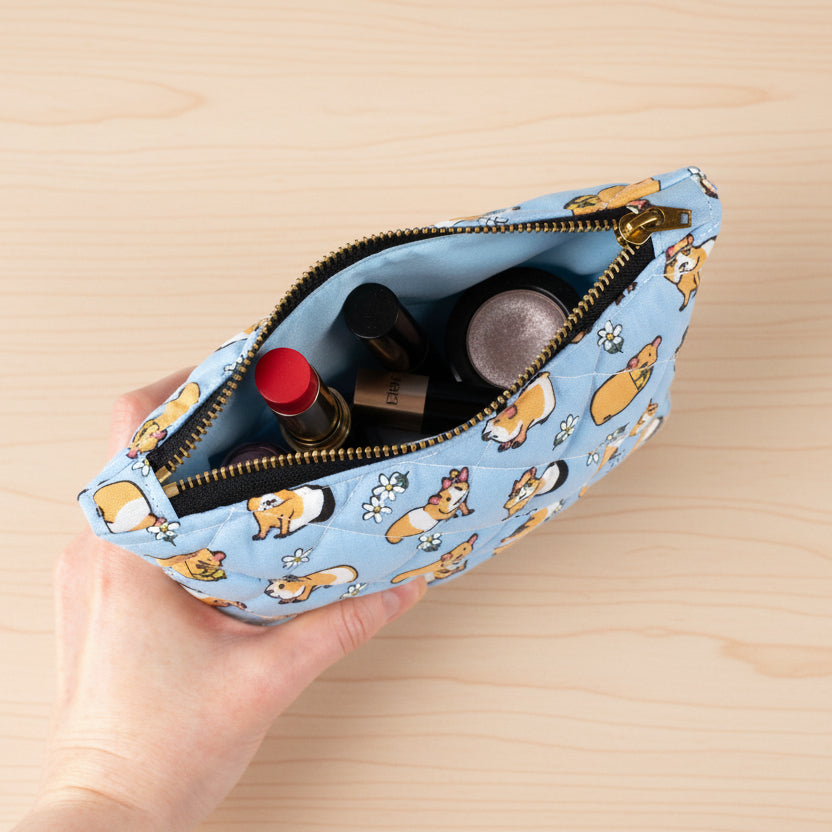 Blue Guinea Pig Quilted Accessory Bag