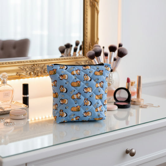 Blue Guinea Pig Quilted Accessory Bag