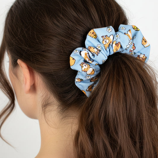 Baby Blue Guinea Pig Hair Scrunchie - Large Or Regular Scrunchie