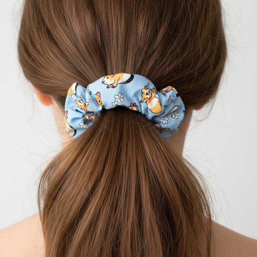 Baby Blue Guinea Pig Hair Scrunchie - Large Or Regular Scrunchie