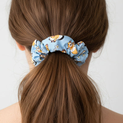 Baby Blue Guinea Pig Hair Scrunchie - Large Or Regular Scrunchie
