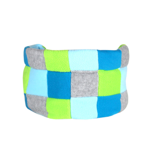 Blue and Green Patchwork Guinea Pig Bed, rear view