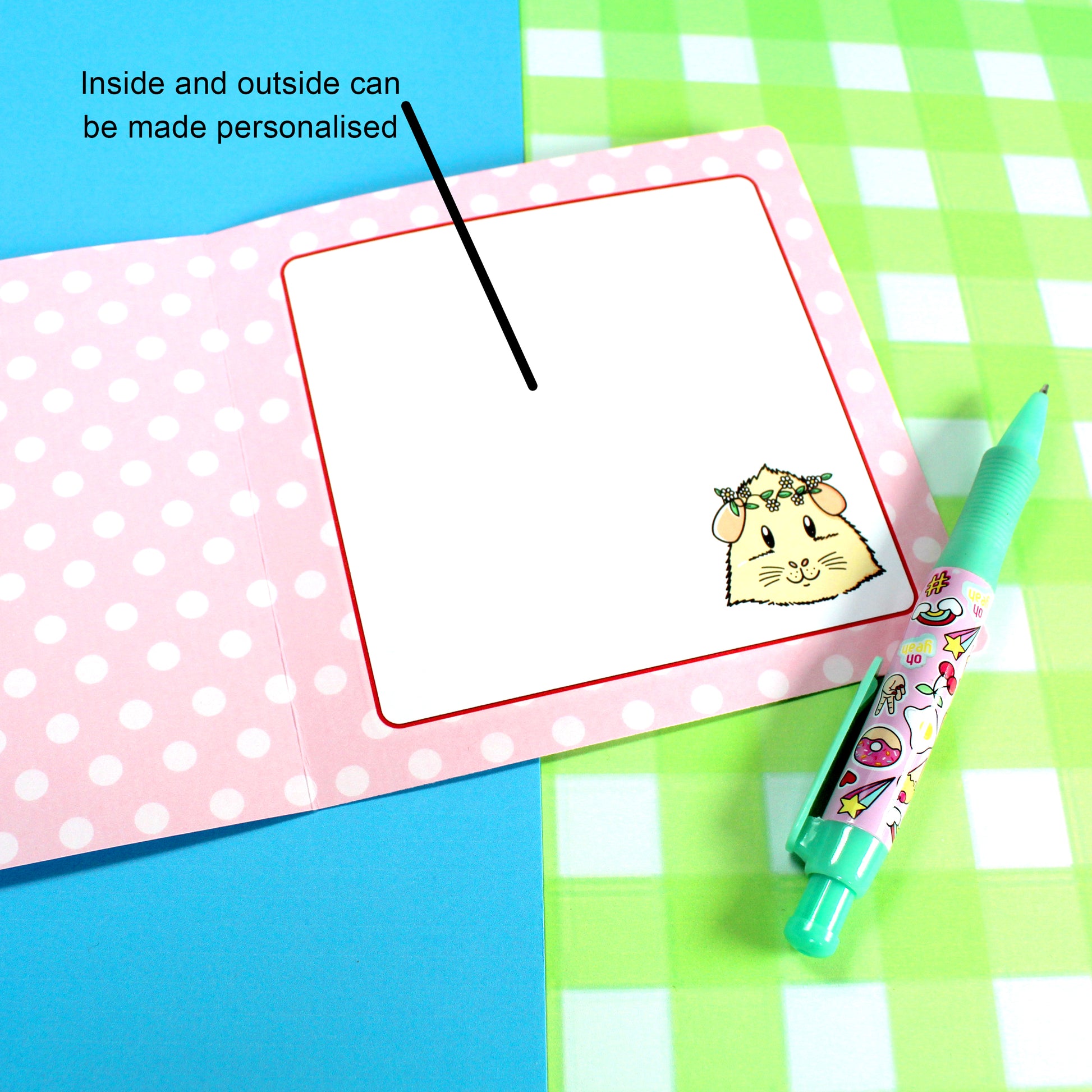Guinea Pig Bridal Shower Card, inside view showing the blank area for your personalised messaged
