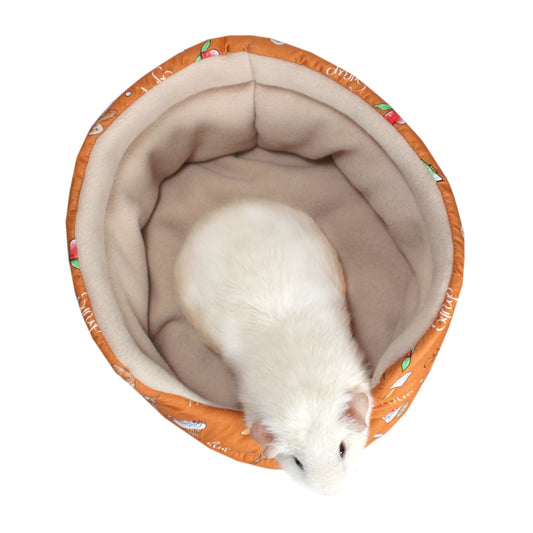Gingerbread Fleece Guinea Pig Bed, top view with guinea pig