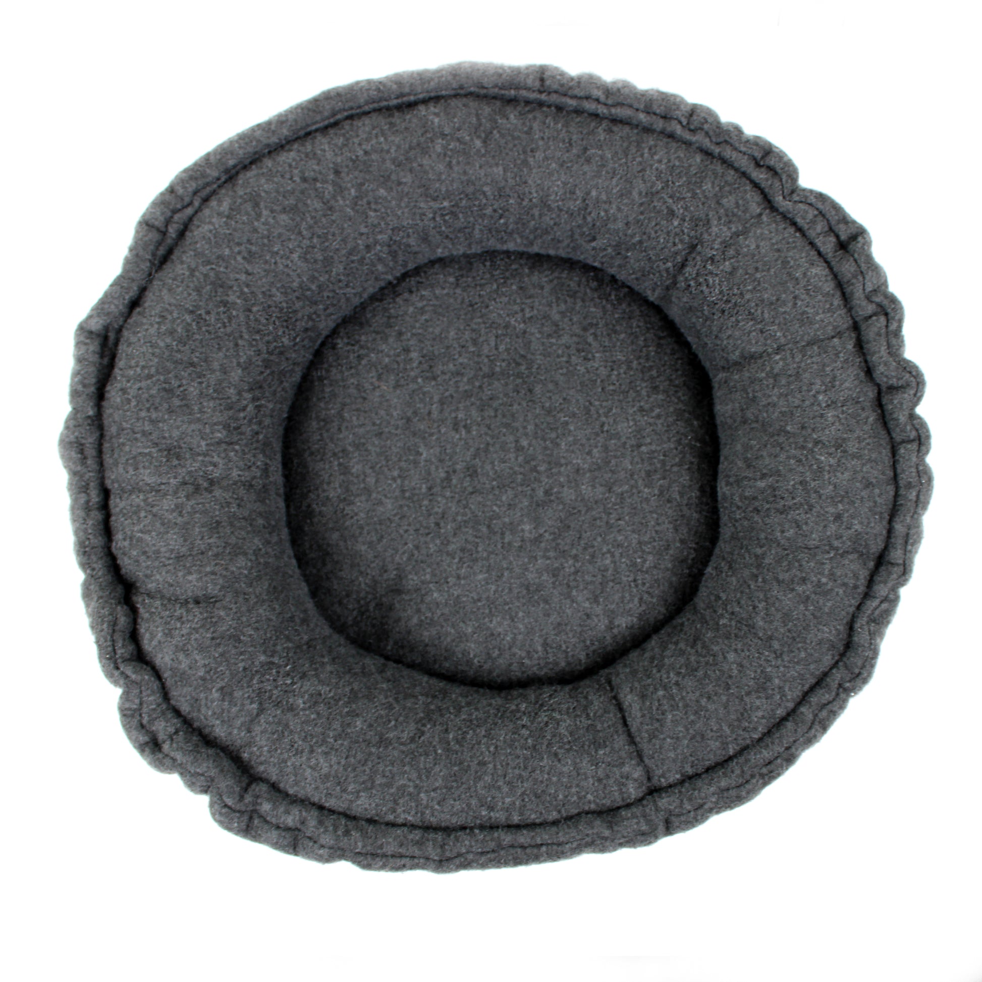 Gray donut bed on a white background