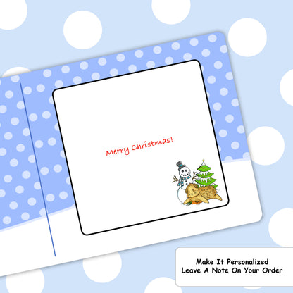 Guinea Pig And Snowman - Christmas Greetings Card