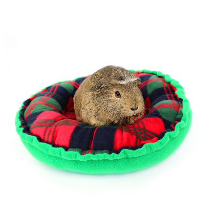 Christmas Tartan Doughnut Bed for Guinea Pigs