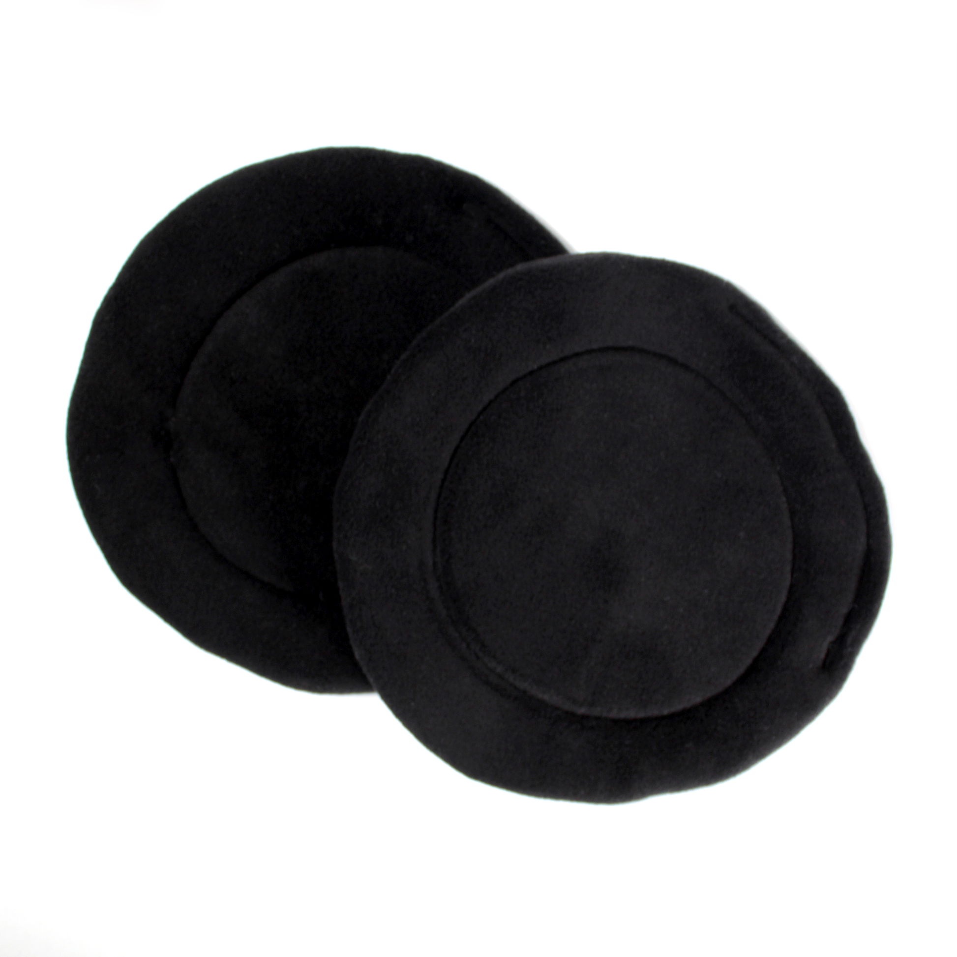 Pair Of Round Black Guinea Pig Pee Pads, top view of the wee wee mats
