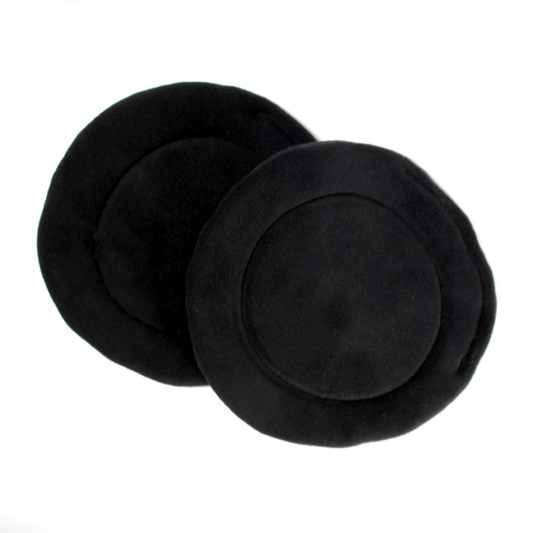 Pair Of Round Black Guinea Pig Pee Pads, top view of the wee wee mats