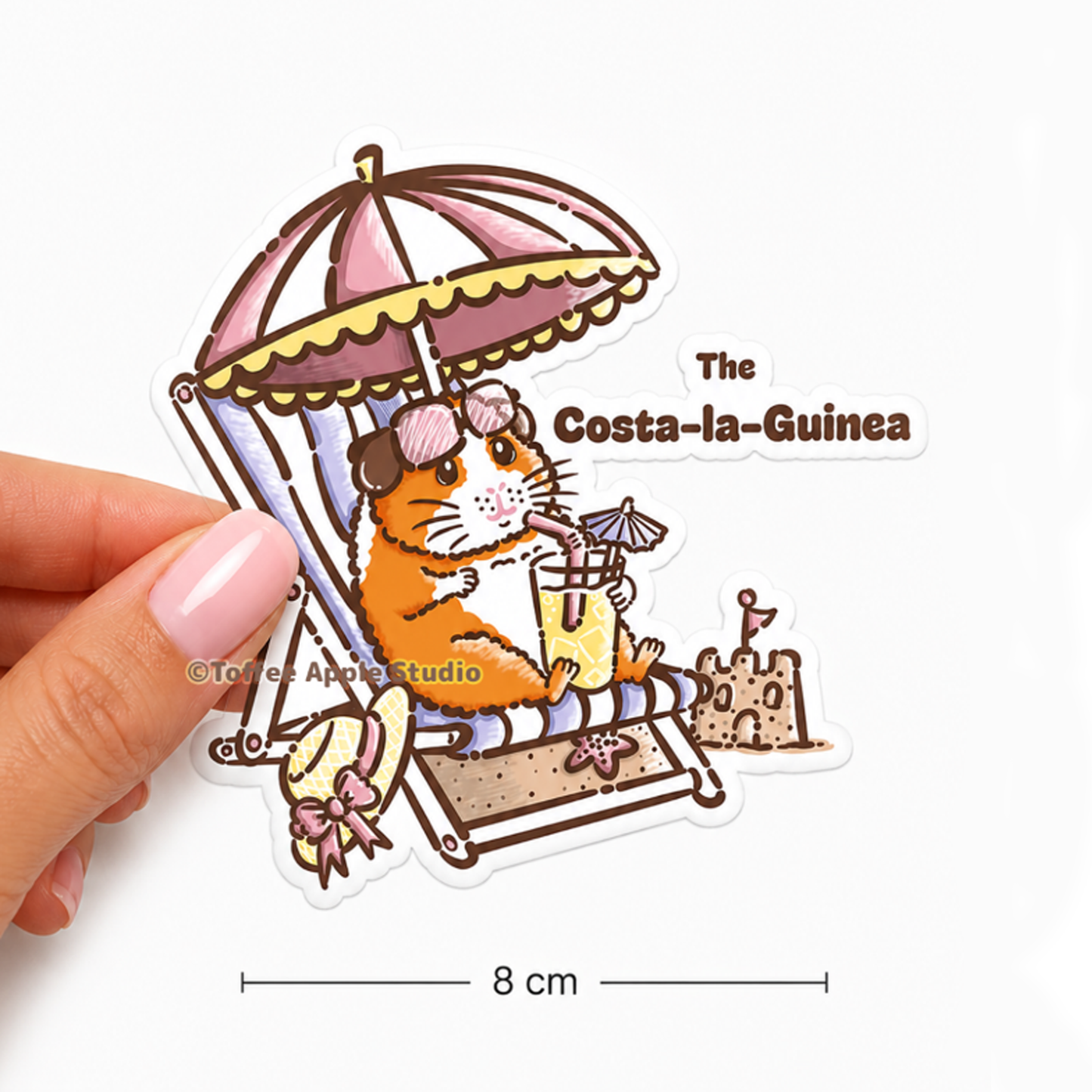 Costa-la-Guinea White Vinyl Guinea Pig Sticker