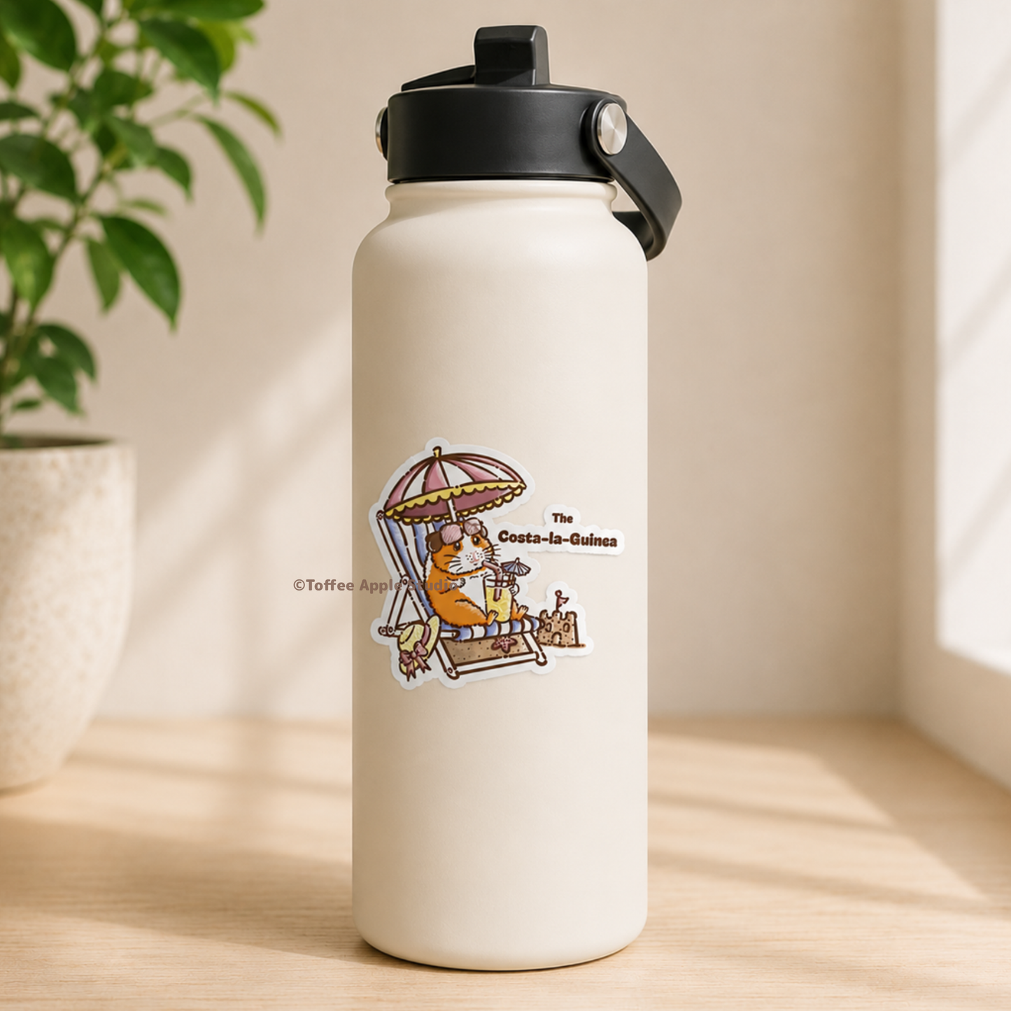 Costa-la-Guinea White Vinyl Guinea Pig Sticker