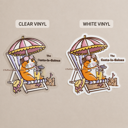 Costa-la-Guinea White Vinyl Guinea Pig Sticker