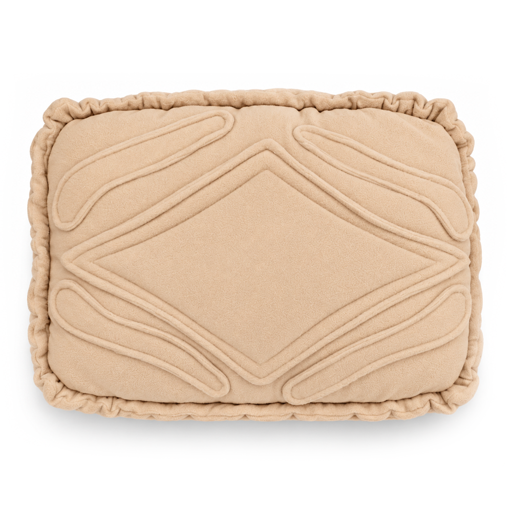 Custard Cream guinea pig cushion bed with detailed pastry-style stitching