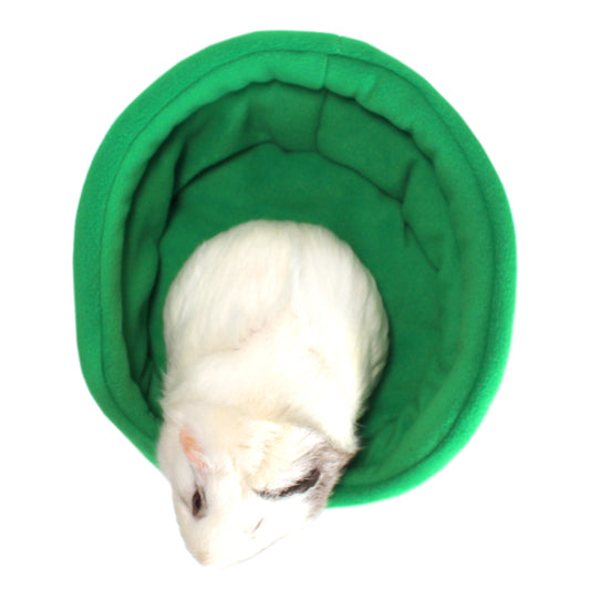Emerald Green Guinea Pig Bed, top view of the bed for guinea pigs with a guinea pig inside