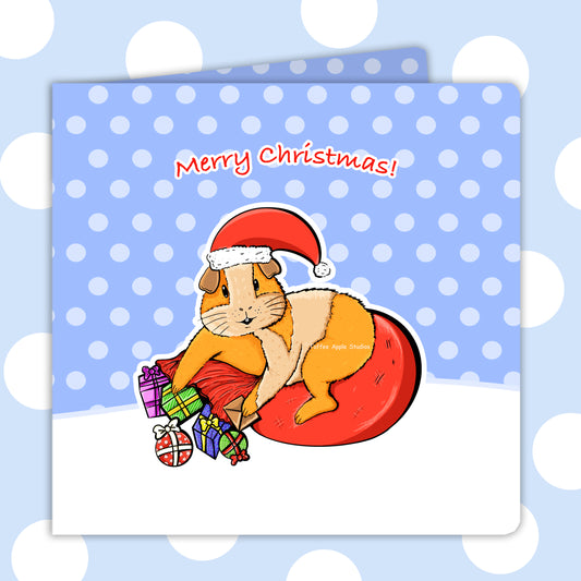 Father Christmas Guinea Pig Greetings Card