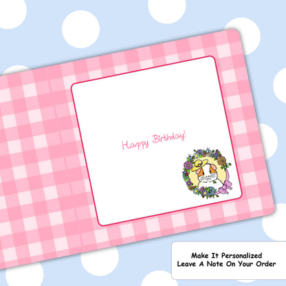 Floral Guinea Pig Blank Greetings Card
