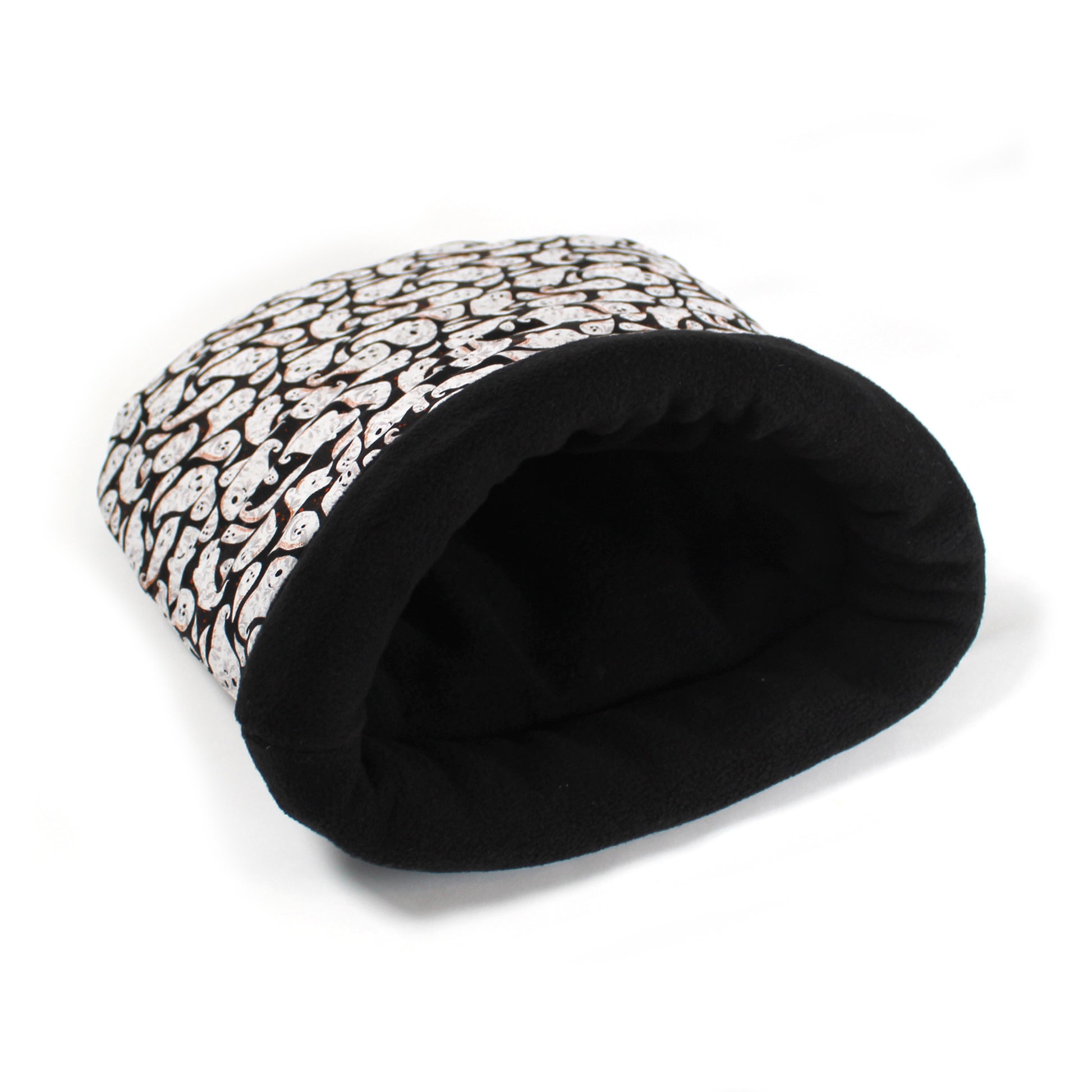 Halloween Ghost Cuddle Sack, front view showing how the boning keeps the cuddle sack open
