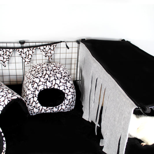 Guinea Pig Fleece Accessories, full cage set up 