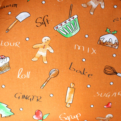 Gingerbread Guinea Pig Hidey Hut, close up view of the gingerbread cotton fabric