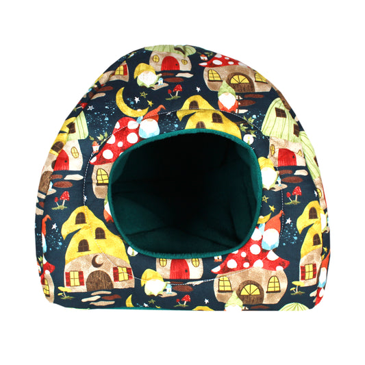 Gnome and Mushroom Town Guinea Pig Hidey House, front view of the Empty hideout