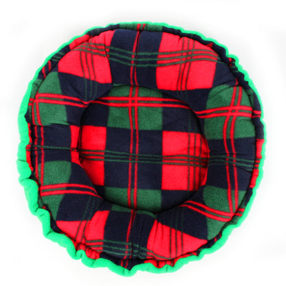 Christmas Tartan Doughnut Bed for Guinea Pigs