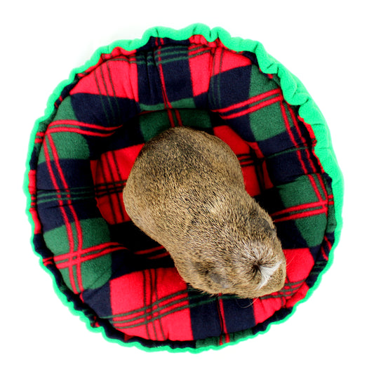 Christmas Tartan Doughnut Bed for Guinea Pigs