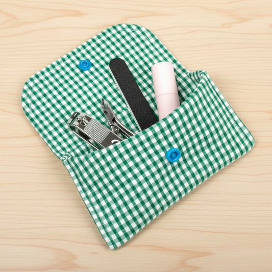 Green Gingham Pouch