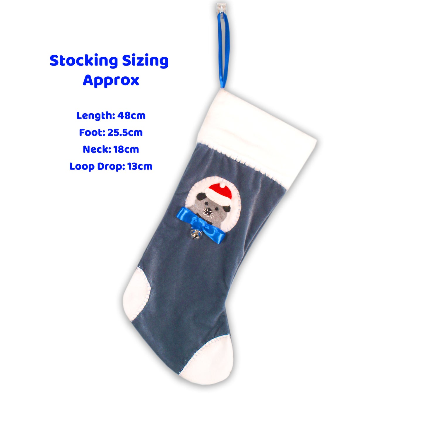 Grey & Black Piggy Luxury Velvet Christmas Stocking