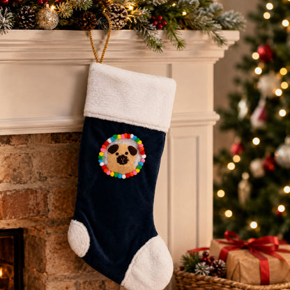 Guinea Pig Christmas Stocking – Blue Velvet & Cream Californian Guinea Pig