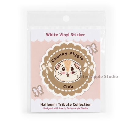 Chonky Piggy Club guinea pig sticker in clear packaging