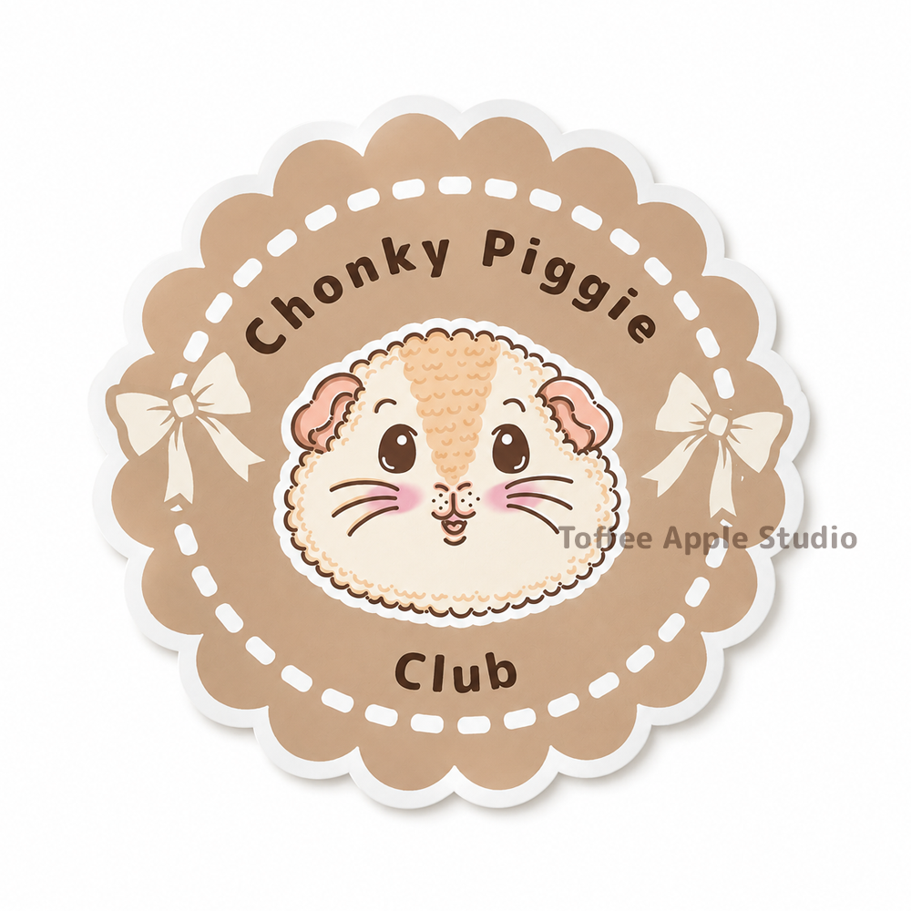 Chonky Piggy Club guinea pig sticker on white vinyl