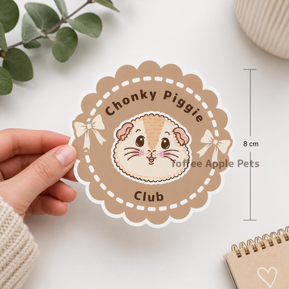 Chonky Piggy Club guinea pig sticker held in hand