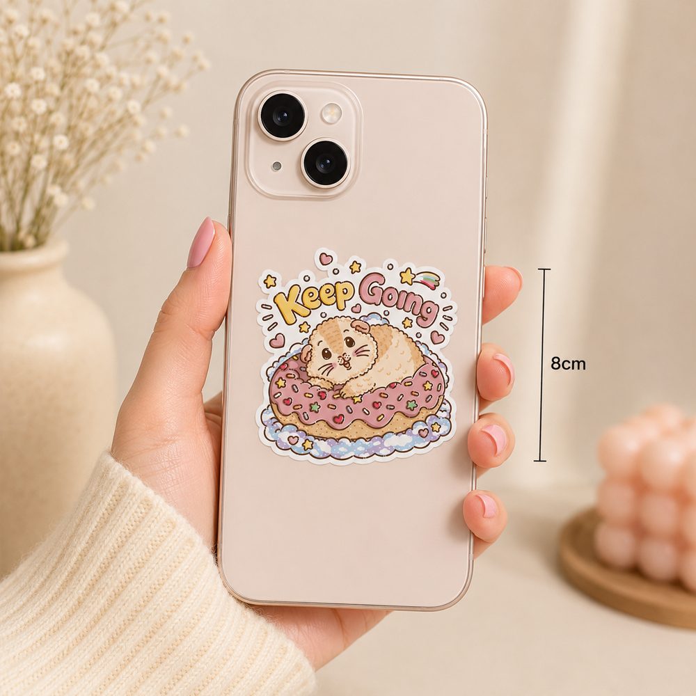 Keep Going Halloumi guinea pig sticker on a Phone
