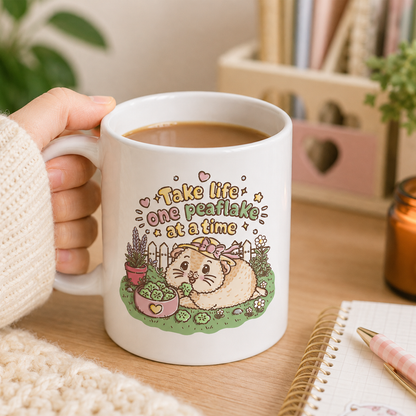 Take Life One Peaflake at a Time Guinea Pig Mug