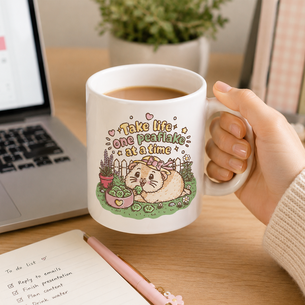 Take Life One Peaflake at a Time Guinea Pig Mug