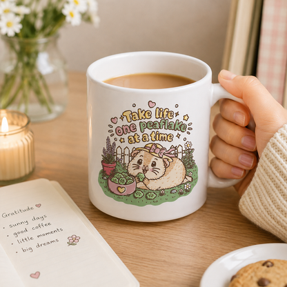 Take Life One Peaflake at a Time Guinea Pig Mug