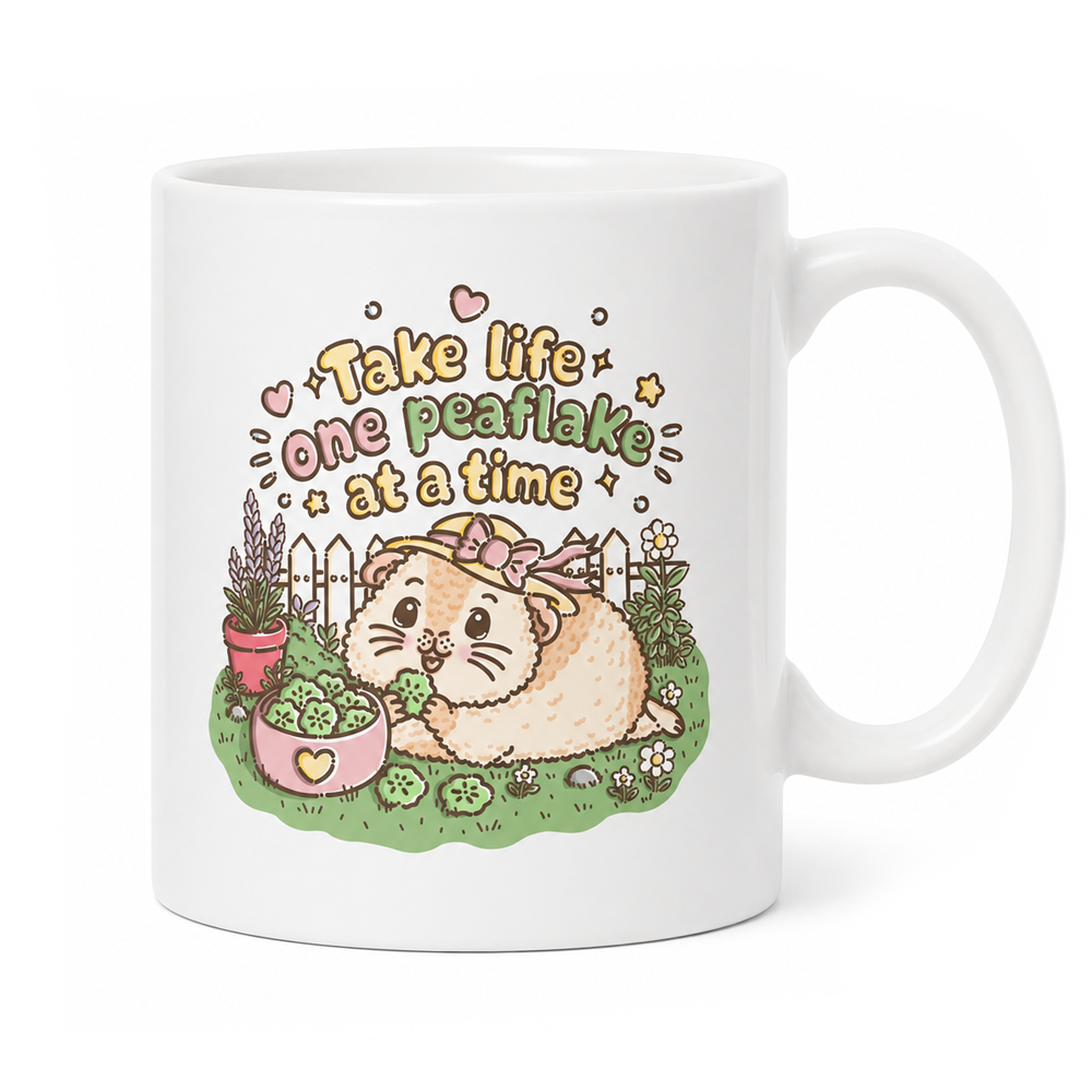 Take Life One Peaflake at a Time Guinea Pig Mug