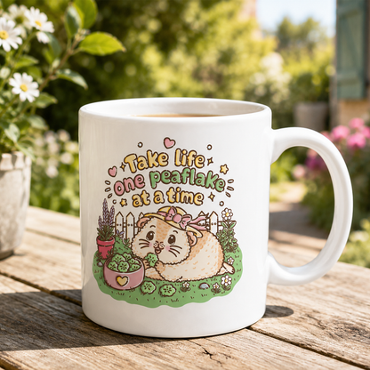 Take Life One Peaflake at a Time Guinea Pig Mug