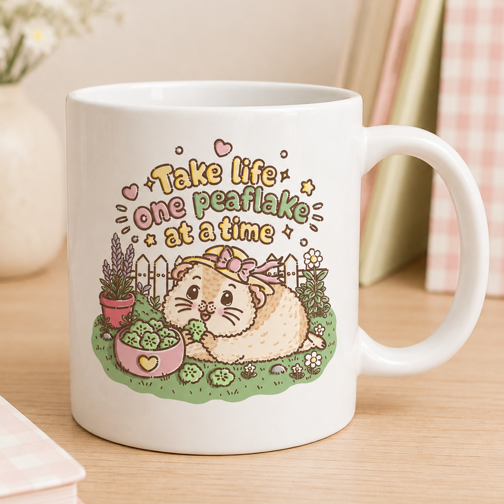 Take Life One Peaflake at a Time Guinea Pig Mug