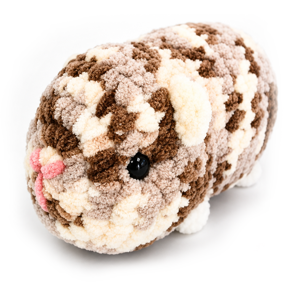 Hand crocheted Halloumi guinea pig plush
