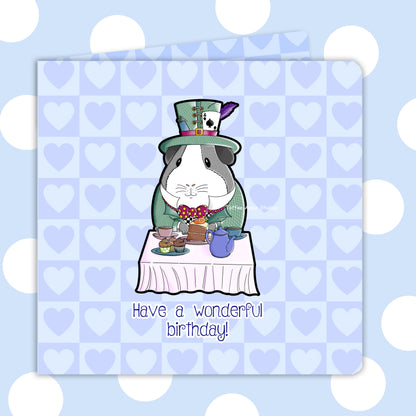 Mad Hatter Guinea Pig Birthday Card