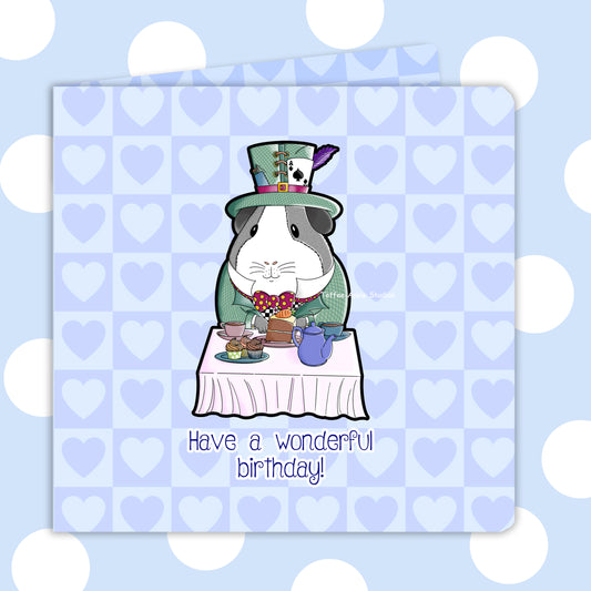Mad Hatter Guinea Pig Birthday Card